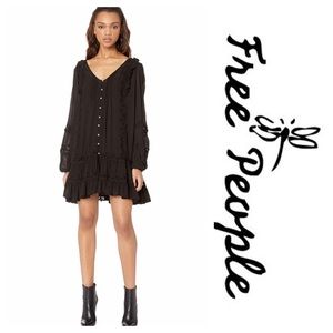 Free People Snow Angel Mini Black Dress